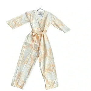 MNG Mango Floral Straight Leg Belted Jumpsuit Size S